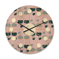 עיצוב 'דפוס רטרו פרחוני x' שעון קיר עץ מודרני של אמצע המאה