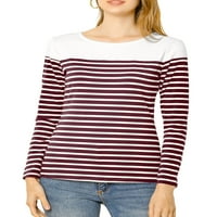 ייחודי מציאות נשים של צבע בלוק פסים לסרוג למעלה ארוך שרוולים חולצה