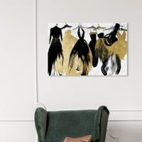 סטודיו Wynwood אופנה ואמנות גלאם קיר קנבס מדפיס 'ארון מקסים ערב מקסים' - שחור, זהב