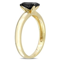 קראט T.W. יהלום שחור 14KT טבעת אירוסין סוליטייר סגלגל זהב צהוב