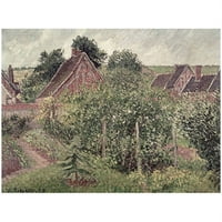 אמנות סימן מסחרי נוף עם גגות קוטג' 1889 אמנות בד מאת קמיל פיסארו