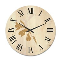 עיצוב 'עיצוב בוטני מינימלי בשעון קיר עץ מסורתי לבן וחום'