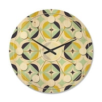 עיצוב עיצוב 'דפוס רטרו יהלום v' שעון קיר עץ מודרני של אמצע המאה
