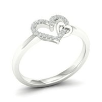 1 10CT TDW Diamond 10K זהב לבן לב פתוח טבעת אופנה Dous