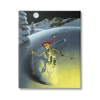 סטופל תעשיות לילה ירח סקי שלד חורף שלג מדרון בד קיר אמנות, 48, עיצוב על ידי כריס מיילס