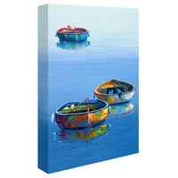 שלוש סירות כחולות מאת אדוארד פארק עטוף בד עטוף הדפס אמנות