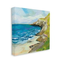 Stupell Industries Beach Cove ו- Cliff מופשט גלים בציור ירוק כחול קיר קיר עיצוב קיר על ידי ז'נט ורטנטס,