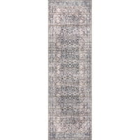 מכונת דארסי של Nuloom Darcey רחיצה מסורתית שטיח רץ פרחוני מסורתי, 2 '8 8', אפור