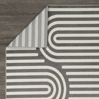 מרפסת LOOMAKNOTI טרופית סדוויק 9 '12' גיאומטרי מקורה אזור חיצוני שטיח אפור לבן
