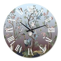 עיצוב 'Chinoiserie עם ציפורים ואדמוניות xi' שעון קיר מסורתי