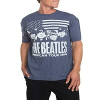 הגברים The Beatles American Tour שרוול קצר שרוול צוואר צוואר חולצת טי, עד גודל 3xl