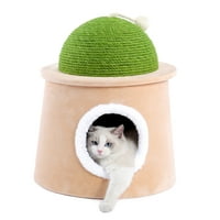בית מערת חתול קקטוס Aukfa עם עמדת גירוד סיסל וכדור סיסל - ירוק גדול