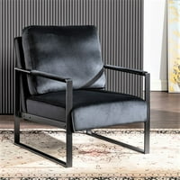 רהיטים חוסאם 25.4 קטיפה ריפוד מתכת זרועות כיסא, שחור
