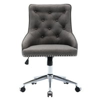 כיסא משרד ביתי של Aukfa Velvet עם אמצע גב, מתכוונן 360 מעלות כיסא משימת מחשב מרופד 360 מעלות - אפור