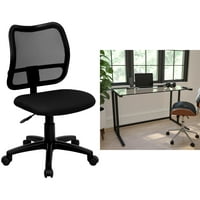 שולחן עליון מסגרת מתכת שחורה עם כיסא משרד אפור אפור סובב אפור
