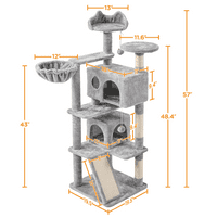 סמילמארט 54 דירה כפולה חתול עץ עם מגרד הודעה מגדל, אור אפור