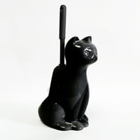 מברשת אסלה של חתול קרמיקה ביתי עם מחזיק, שחור