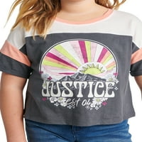 בנות צדק עם שרוול קצר בצבע חולצת טריקו, גדלים XS - XXL