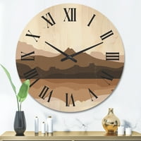 עיצוב 'נוף טרקוטה חום מינימליסטי' שעון קיר עץ מודרני