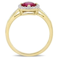 Miabella's Carat T.G.W. טבעת הילה זהב צהוב של רובי וקראט