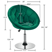 עיצוב אלדן מודרני מפותח מתכוונן כיסא מבטא מסתובב חבית, קטיפה ירוקה