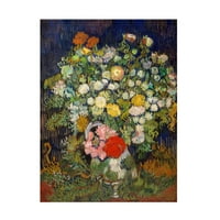וואן גוך 'זר פרחים באגרטל 1890' אמנות בד