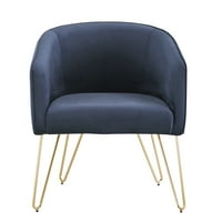 פנימי אמבר ג'ואן זהב גימור כיסא מבטא קטיפה, כחול כהה
