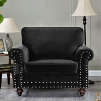 רהיטים פיינגולד קטיפה 37.8 רחב מצויץ כורסא, שחור