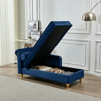 טרקלין שוחרי אחסון מיניאם, קטיפה ספה מרופדת כסא טרקלין כורסה עם כרית לחדר שינה בסלון, כחול
