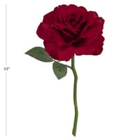13 משי מלאכותי אדום ראש יחיד גבעול ורד גדול