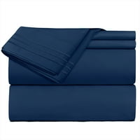 קלרה קלארק פרמייר מיקרופייבר אוסף 3 - קו מיטת גיליון סט, מלא גודל, כחול כהה