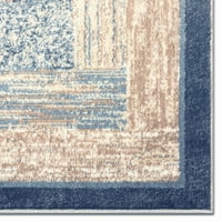 בית דינמי מלכות וגה שטיח אזור גיאומטרי עכשווי, שנהב כחול, 5'2 x7'2