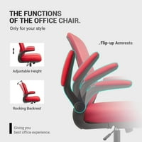 כיסא משרדי רשת אמצע-גב לאקו כיסא שולחן כתיבה ארגונומי עם משענות היד, אדום