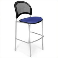 סדרת ירח דגם 338S בדים כיסא גובה בית קפה, כחול מלכותי עם בסיס כסף