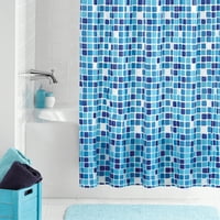 עמוד התווכות פסיפס וילון מקלחת פווא אטום למים כחול סביבה עם ווים עם ווים של 13