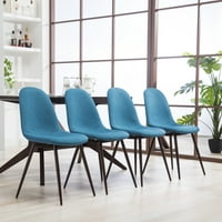 עגול לאסאן מודרני כסאות אוכל כחולים עכשוויים, סט של 4